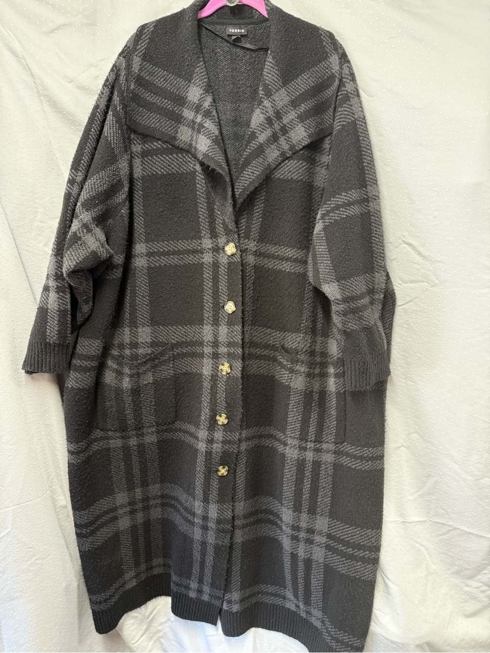 Torrid Black plaid Open sweater coat